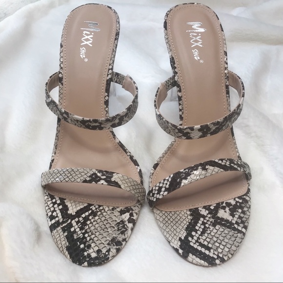 Snake Print Sandal with Clear Heel - Picture 4 of 7